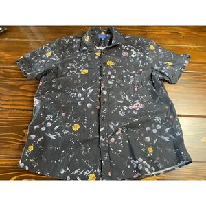 Apt. 9 Black Floral Short-Sleeve Button-Down Shirt